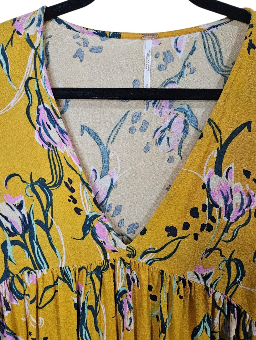 Free People Bella Golden Yellow Floral Print Tunic M - Picture 9 of 15